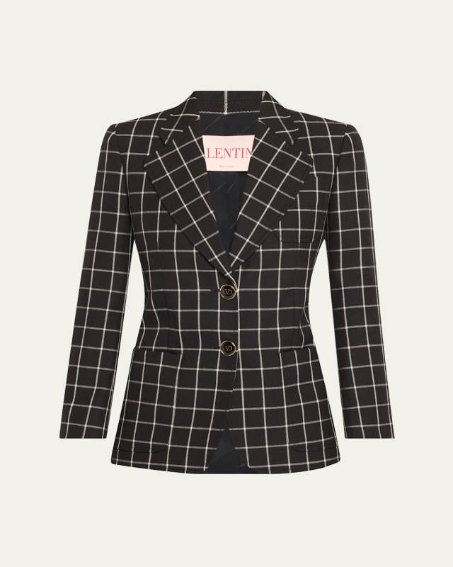 Check Print Patch Pocket Wool Blazer